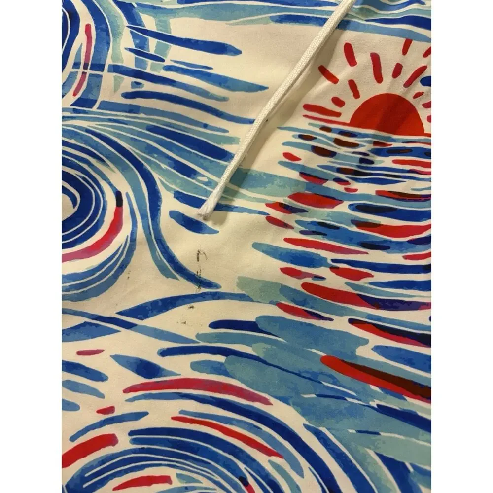 RSVLTS Swim Trunks Boys XL Watercolor Waves Surfer Lined Drawstring Shorts